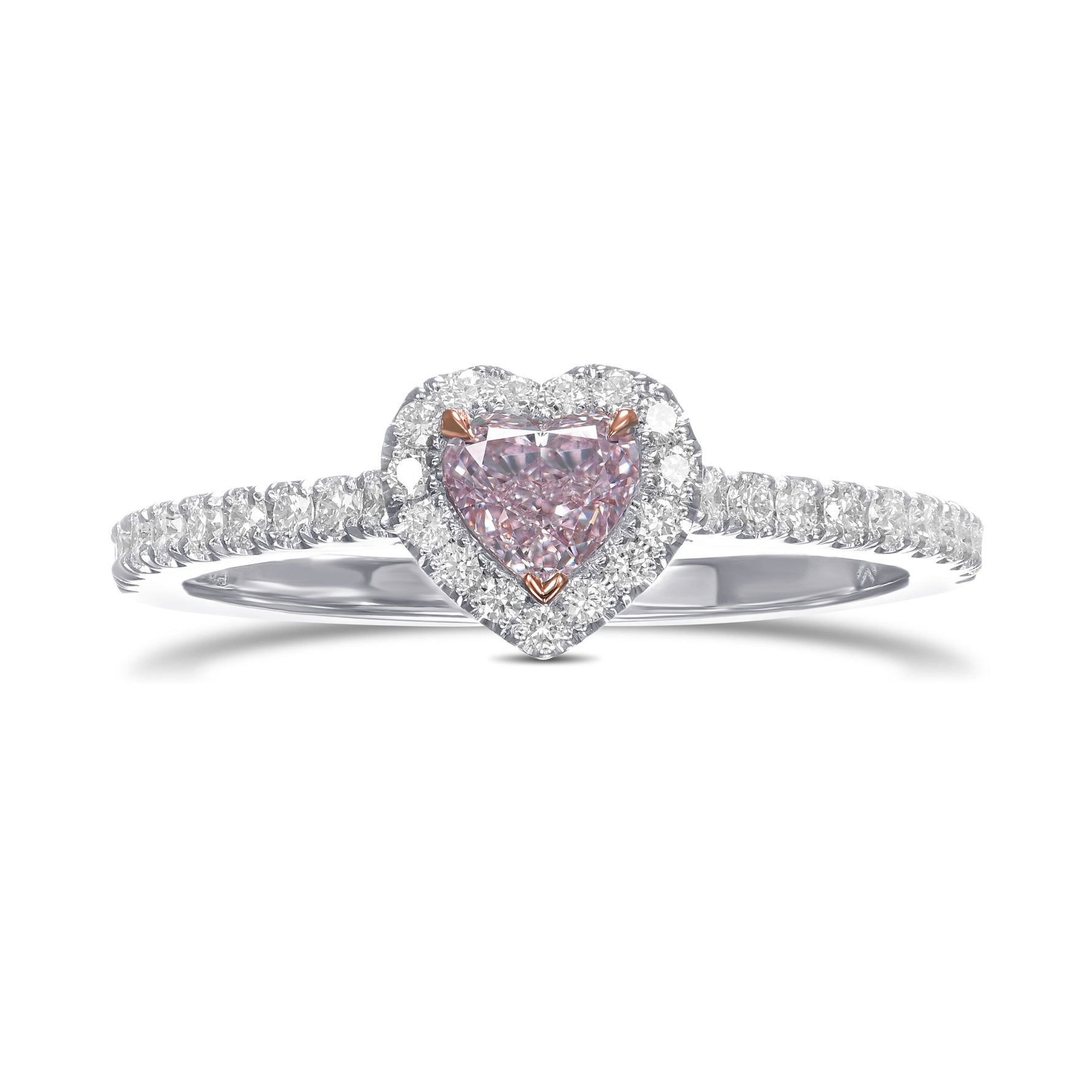 Fancy Light Purplish Pink Heart Diamond Halo Ring