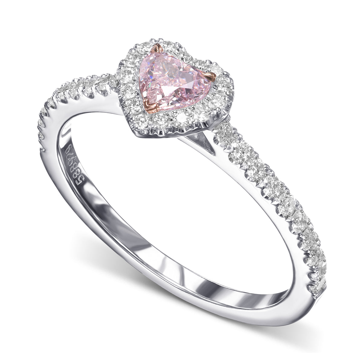 Fancy Light Purplish Pink Heart Diamond Halo Ring