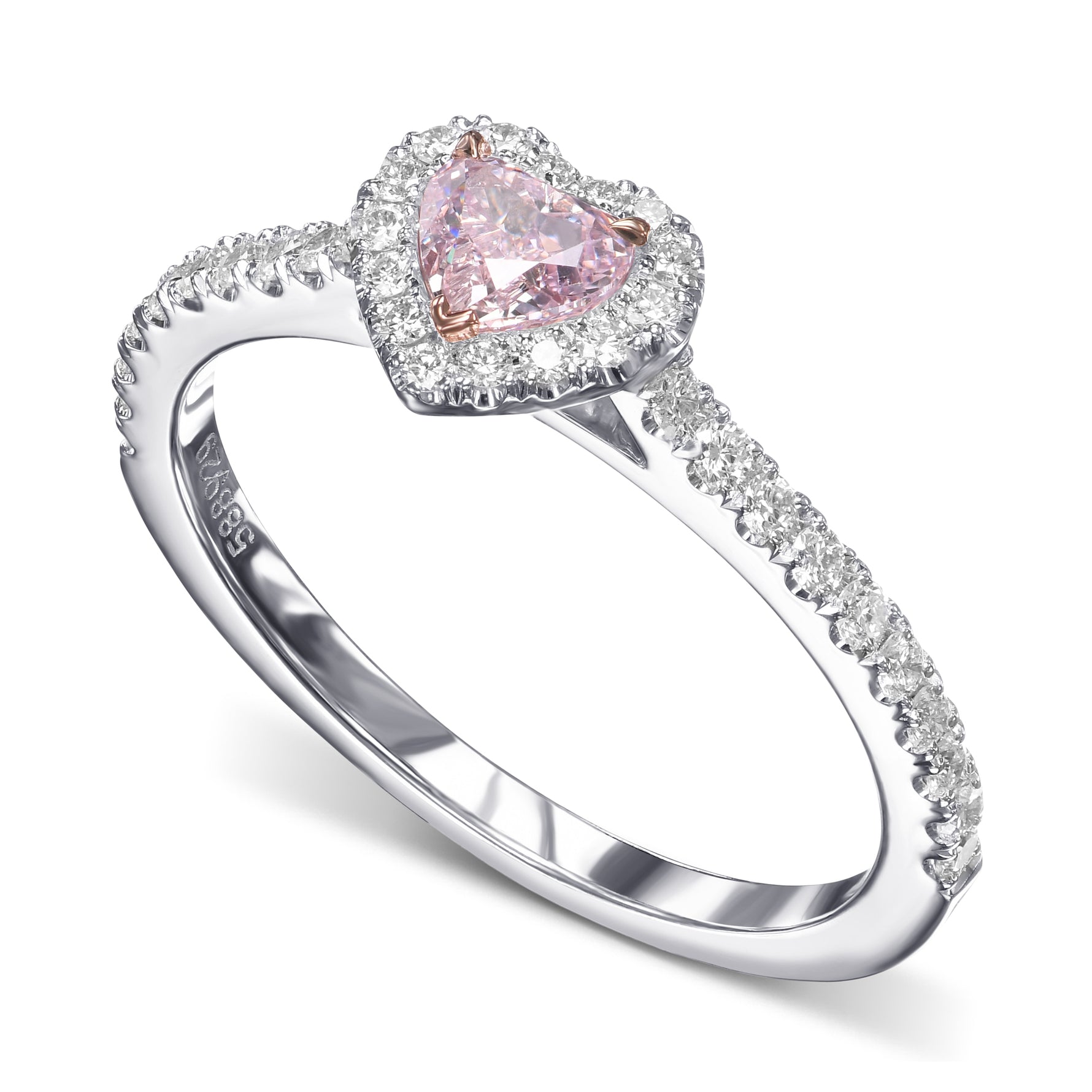 Fancy Light Purplish Pink Heart Diamond Halo Ring