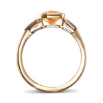 Fancy Deep Orangy Yellow Radiant & Shield Diamond Three-stone Ring