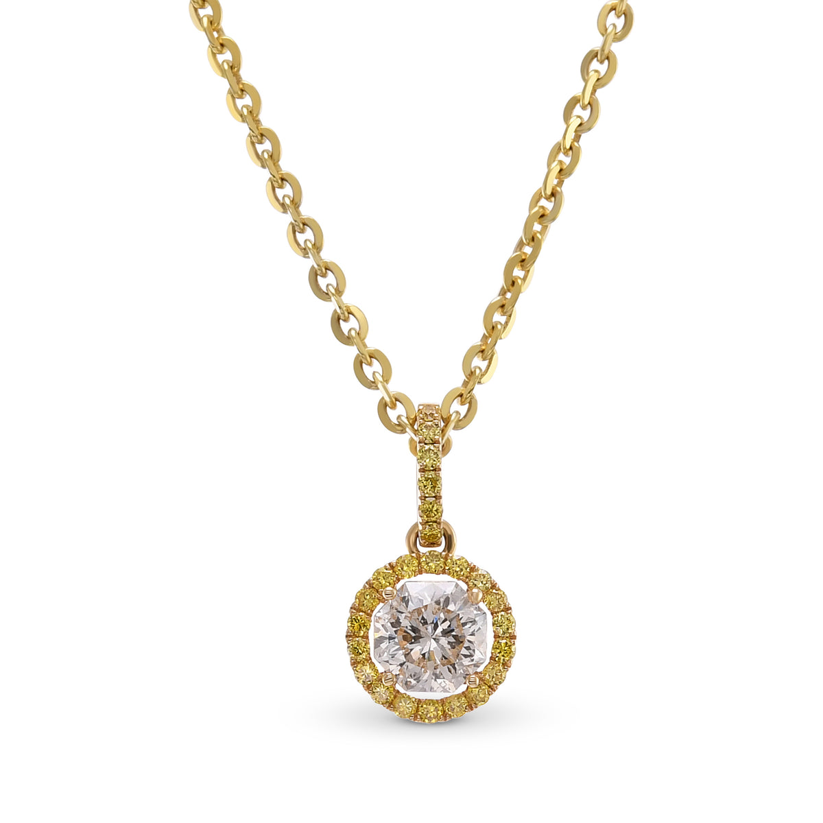 Octagon White Diamond Halo Pendant