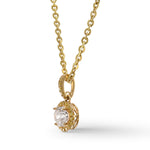 Octagon White Diamond Halo Pendant
