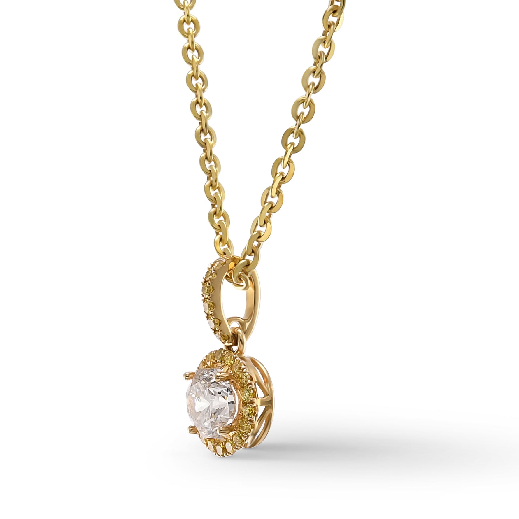 Octagon White Diamond Halo Pendant