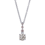  White & Pink Round Diamond Drop Pendant