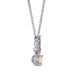  White & Pink Round Diamond Drop Pendant