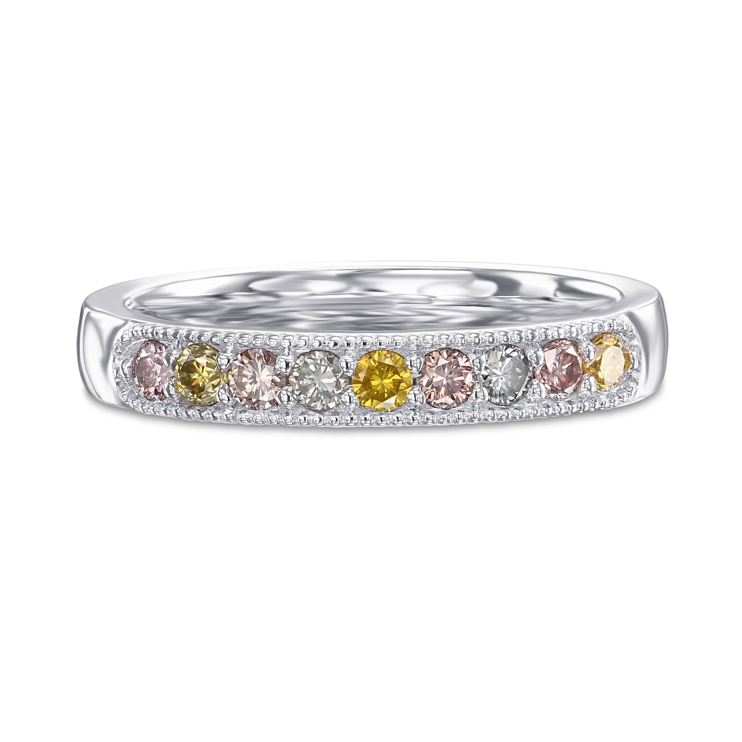 Multicolored Diamond Stackable Band Ring