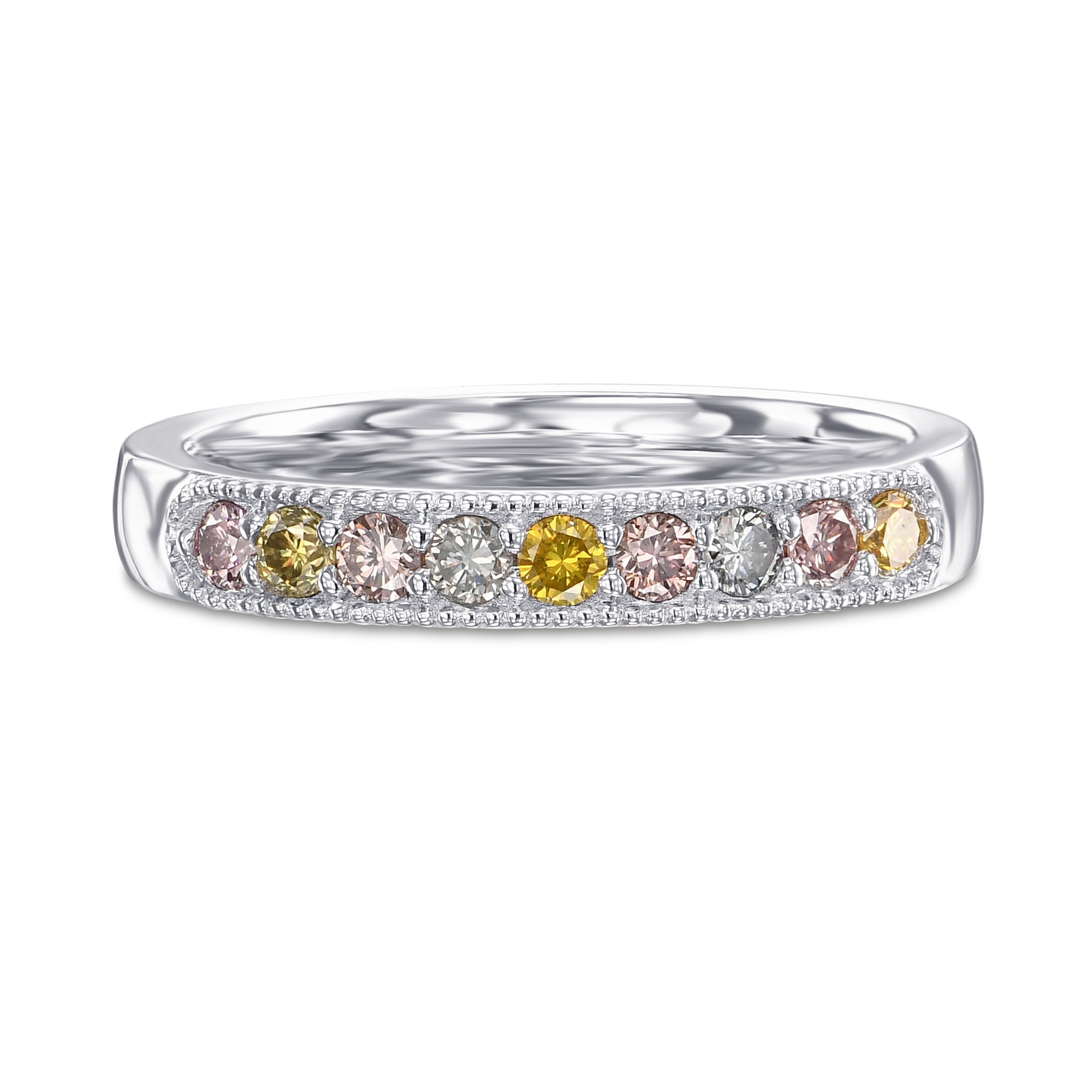 Multicolored Diamond Stackable Band Ring