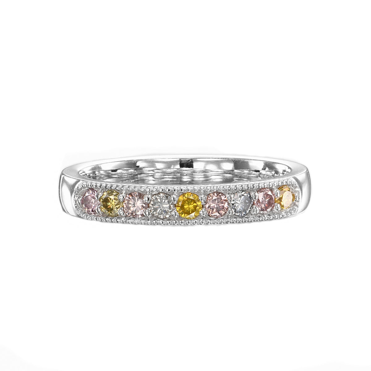 Multicolored Diamond Stackable Band Ring