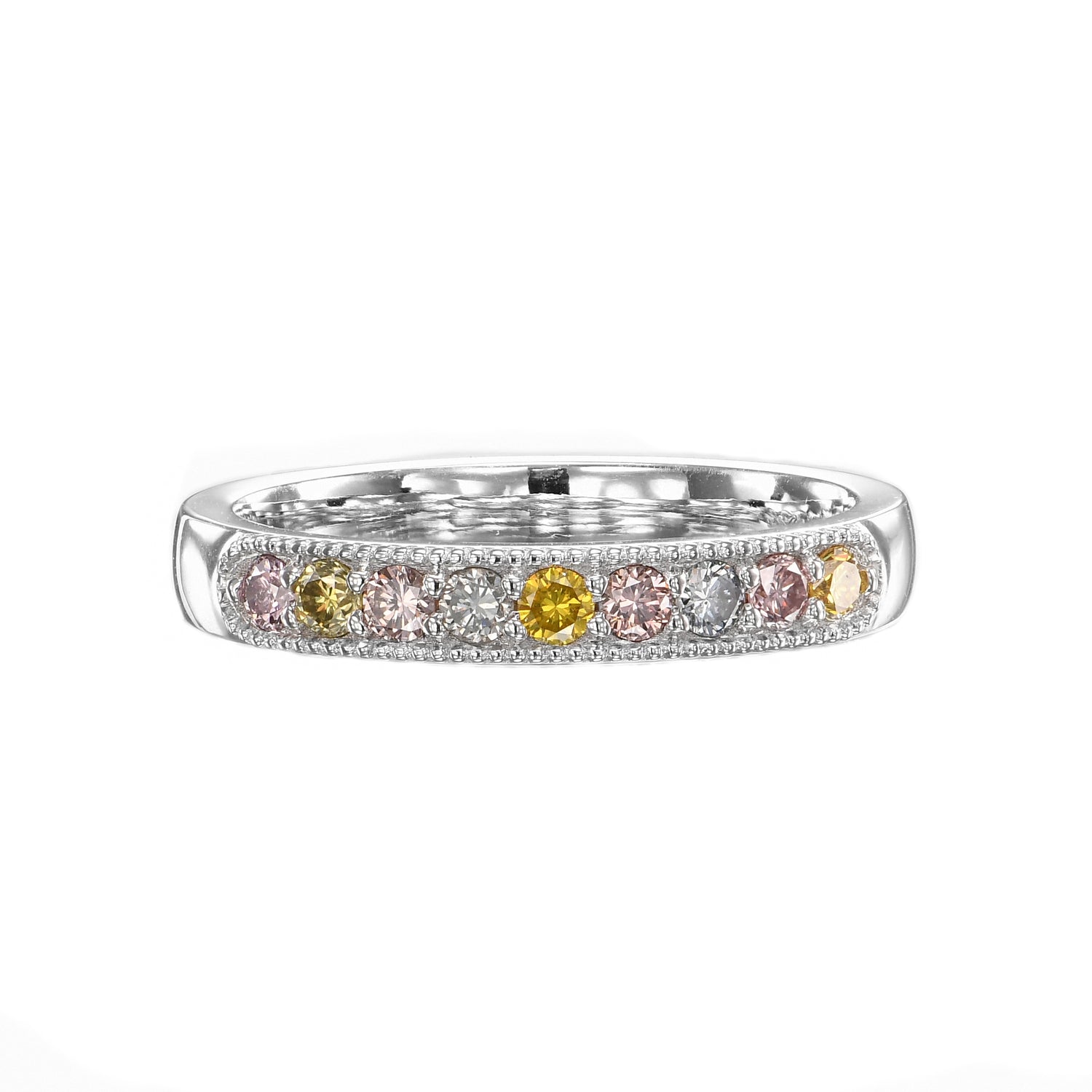 Multicolored Diamond Stackable Band Ring