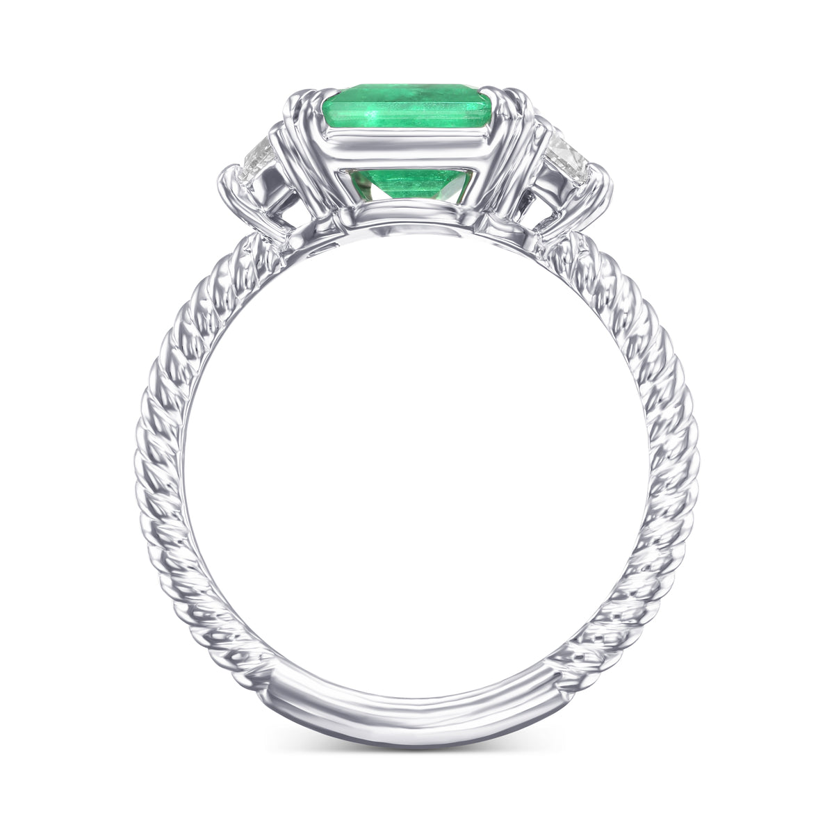 Muzo Emerald, Emerald Three-stone Ring