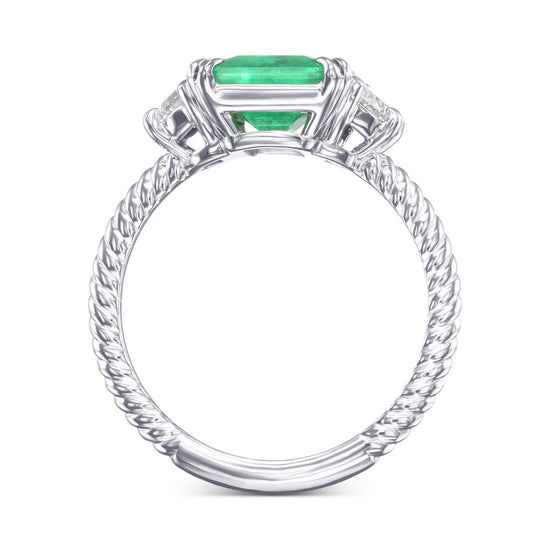 Muzo Emerald, Emerald Three-stone Ring