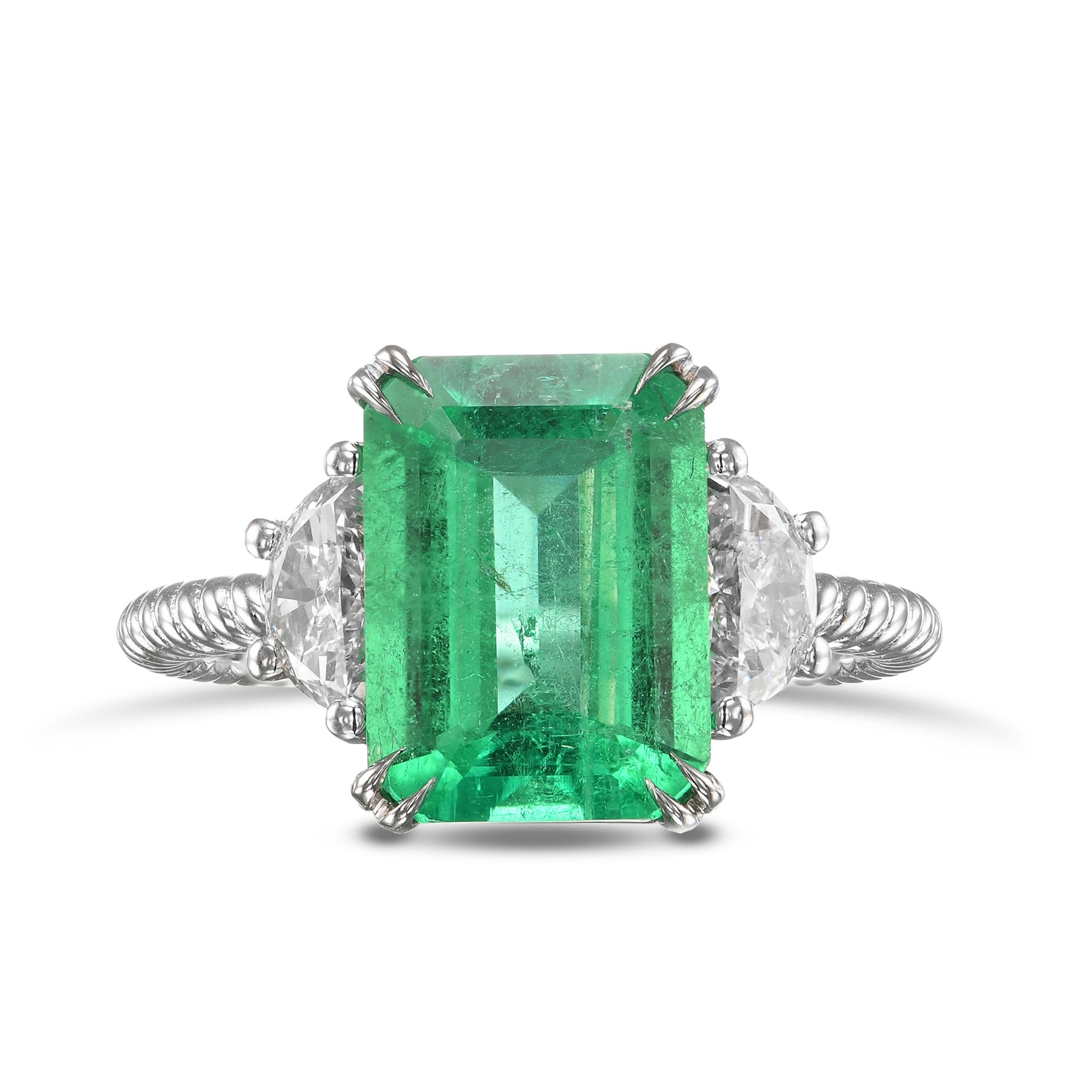 Muzo Emerald, Emerald Three-stone Ring