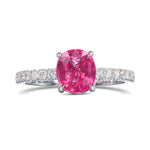 Pink Oval Thai Sapphire Side-stone Diamond Ring