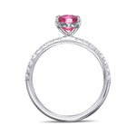 Pink Oval Thai Sapphire Side-stone Diamond Ring