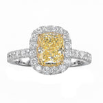 Fancy Light Yellow Cushion Diamond Halo Ring