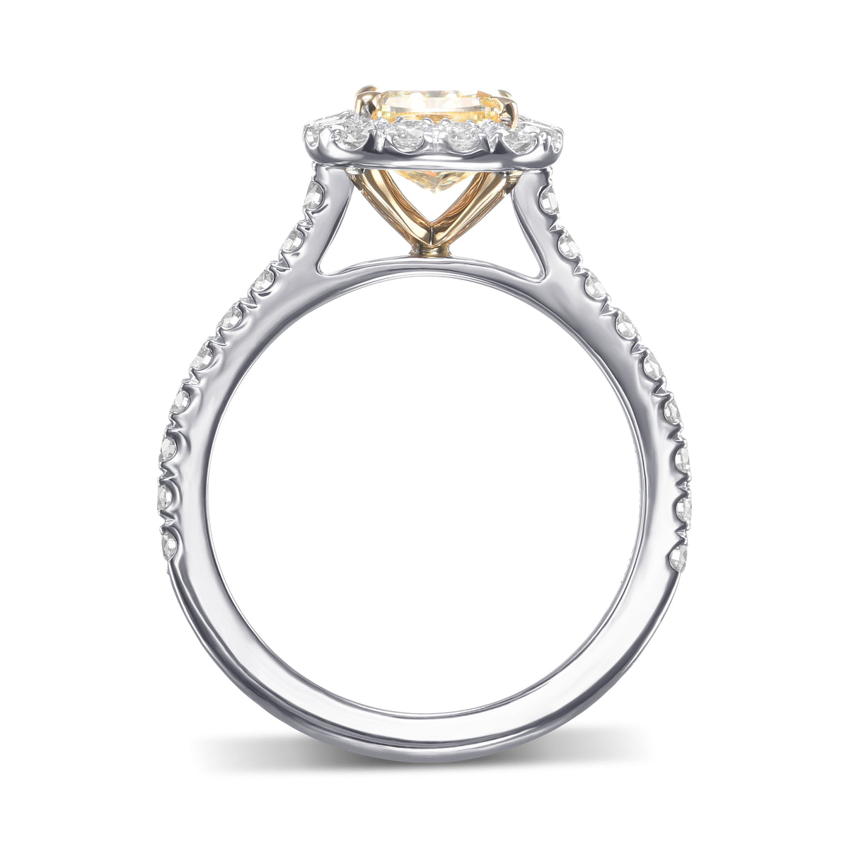 Fancy Light Yellow Cushion Diamond Halo Ring
