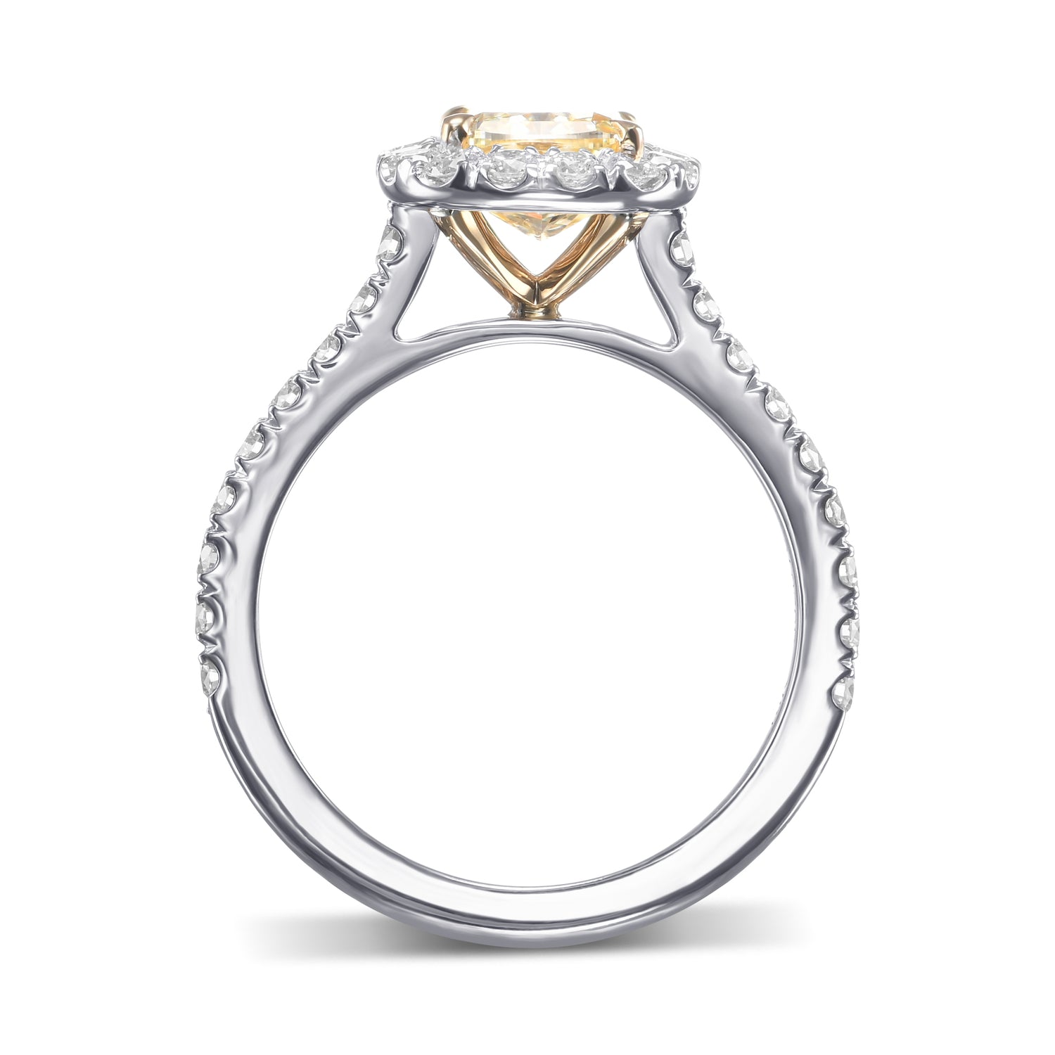 Fancy Light Yellow Cushion Diamond Halo Ring