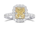 Fancy Light Yellow Cushion Diamond Halo Ring