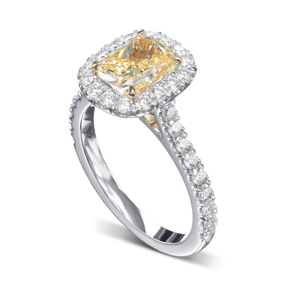 Fancy Light Yellow Cushion Diamond Halo Ring