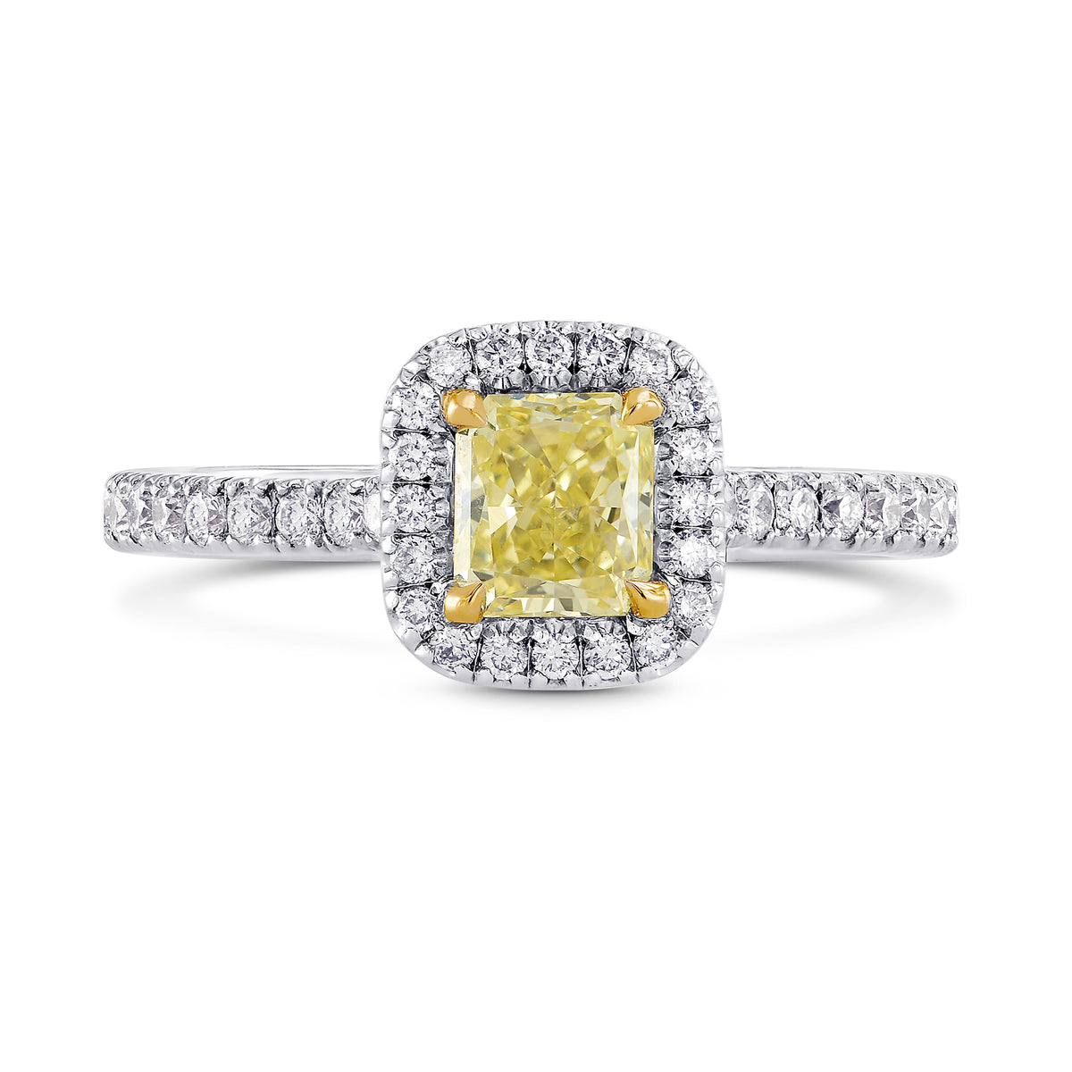 Fancy Yellow Radiant Diamond Halo Ring