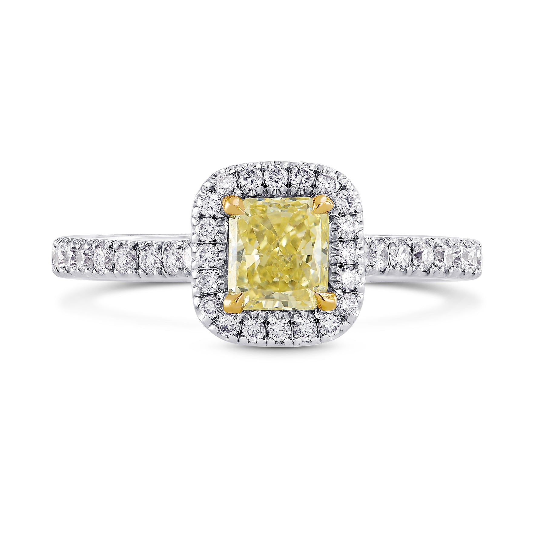 Fancy Yellow Radiant Diamond Halo Ring