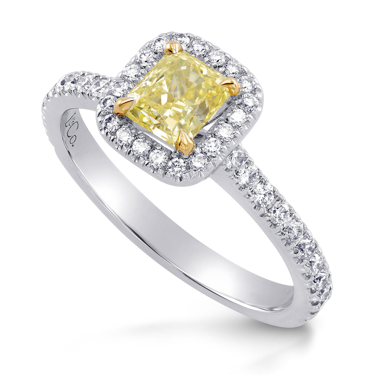Fancy Yellow Radiant Diamond Halo Ring