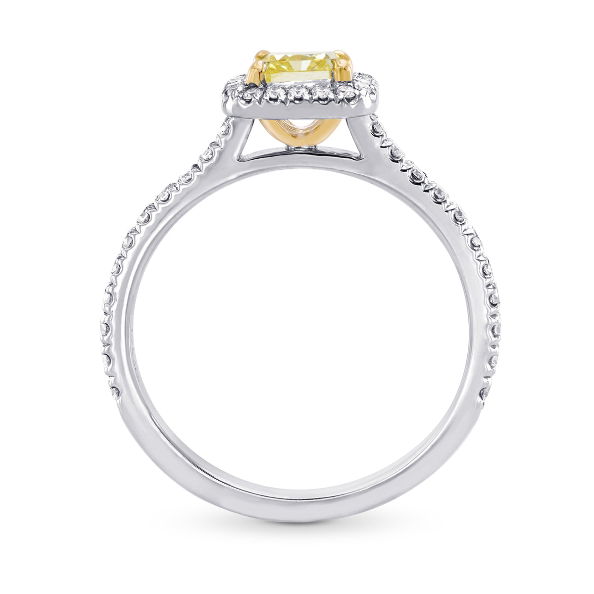 Fancy Yellow Radiant Diamond Halo Ring