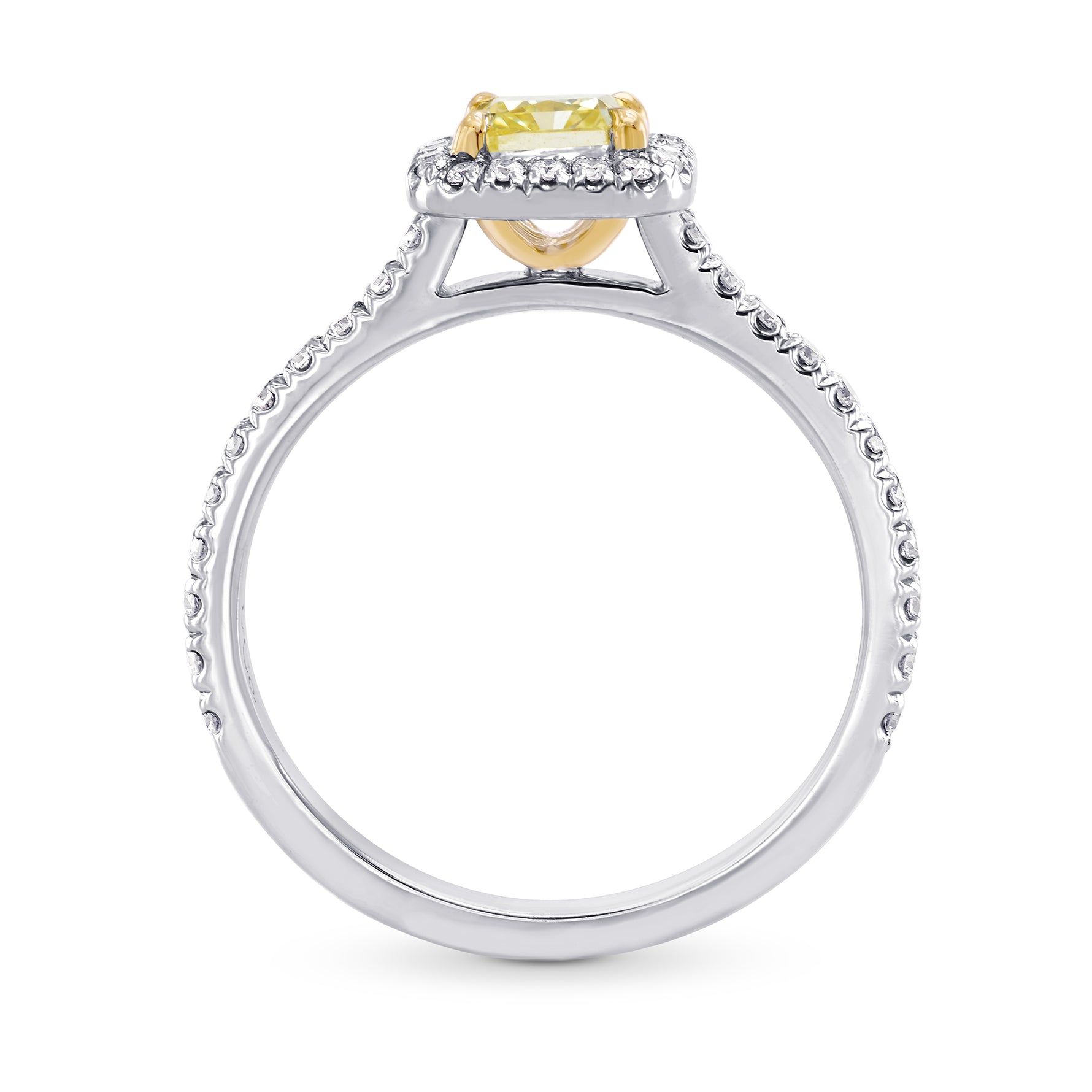 Fancy Yellow Radiant Diamond Halo Ring