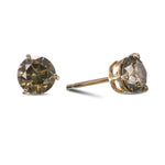 Fancy Brownish Greenish Yellow Round Stud Diamond Earrings