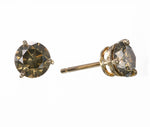 Fancy Brownish Greenish Yellow Round Stud Diamond Earrings