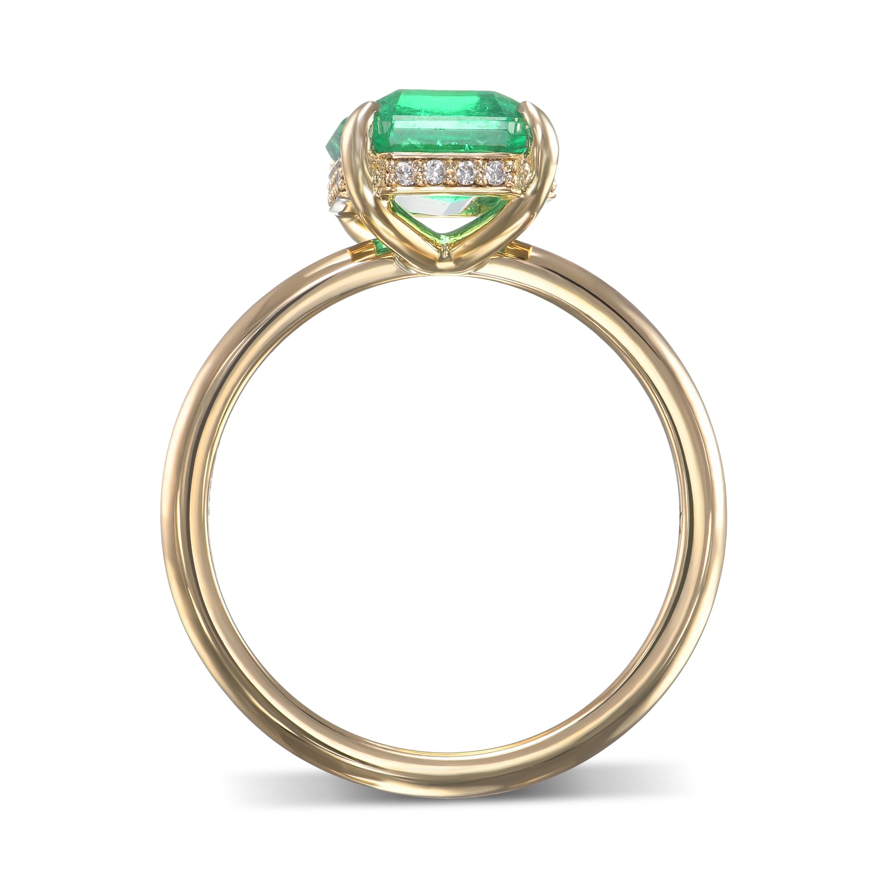 Colombian Emerald Hidden Halo Diamond Ring