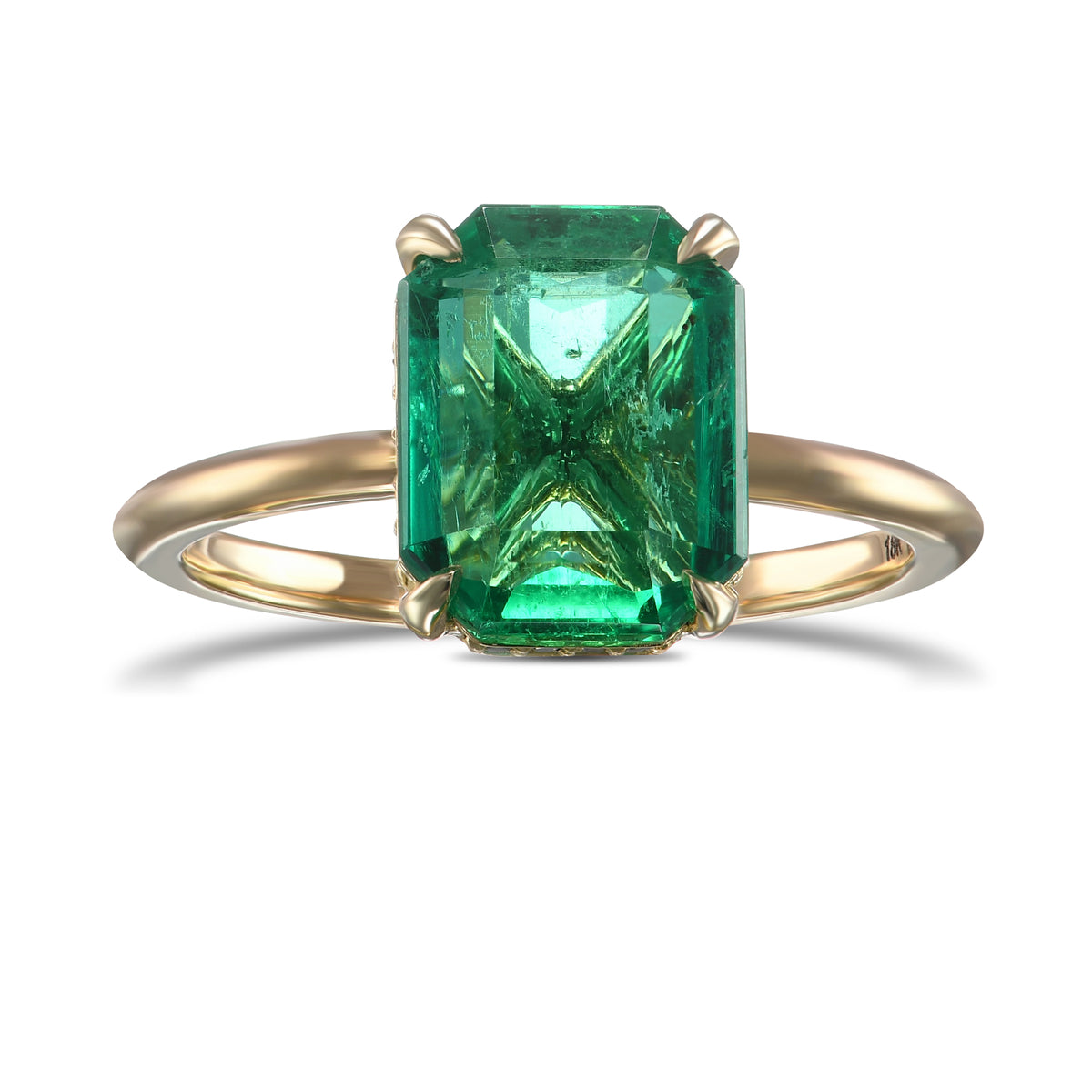 Colombian Emerald Hidden Halo Diamond Ring