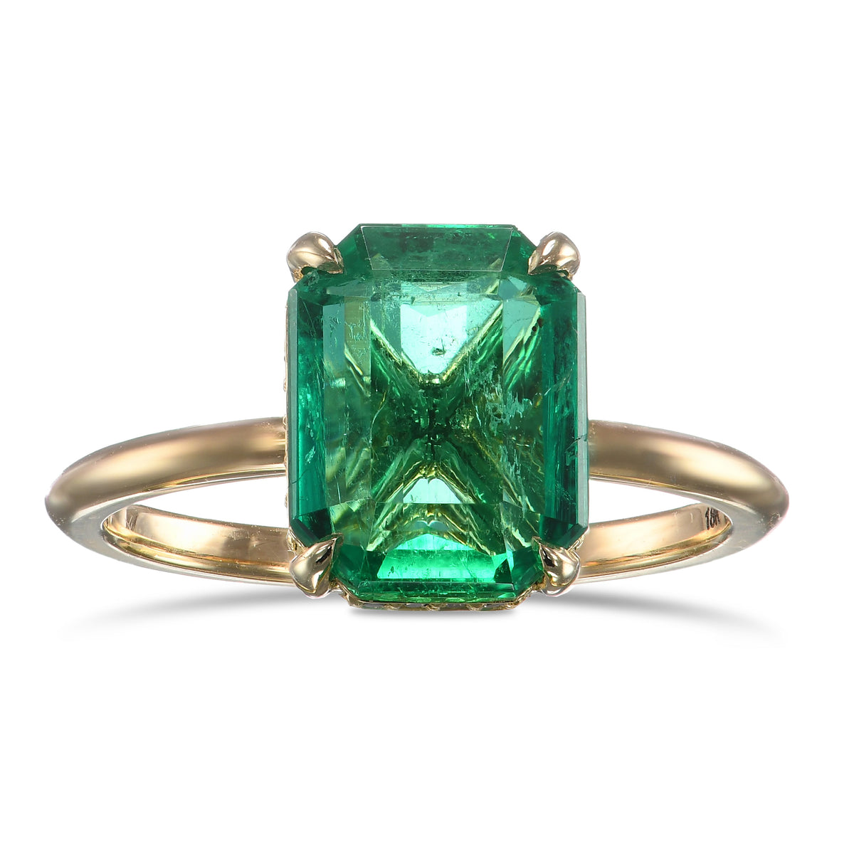 Colombian Emerald Hidden Halo Diamond Ring