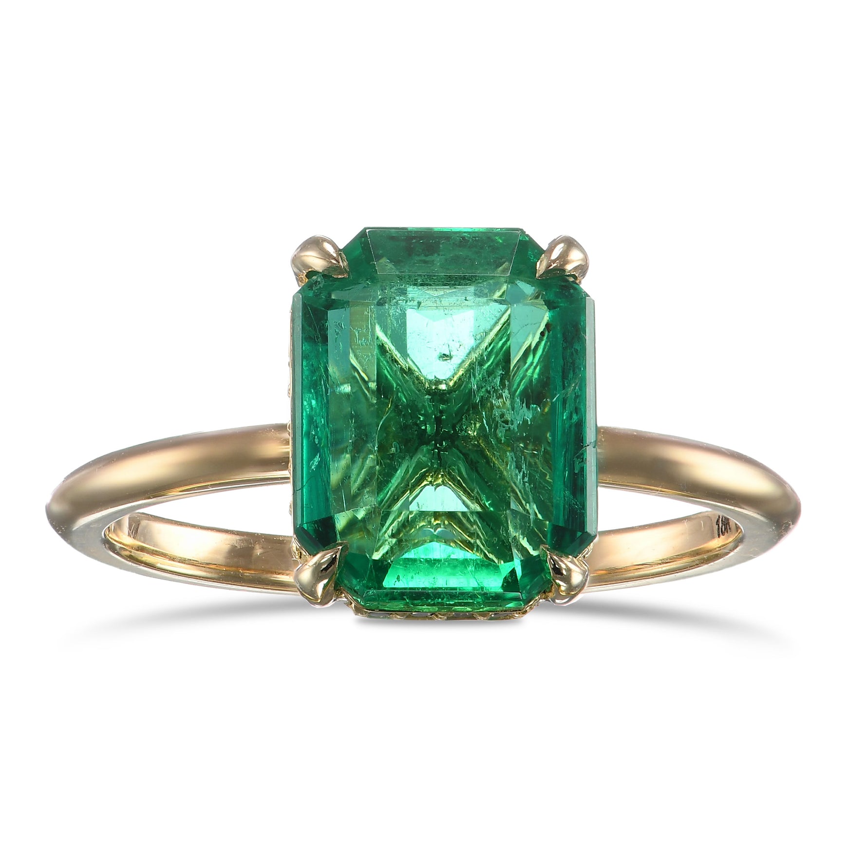 Colombian Emerald Hidden Halo Diamond Ring