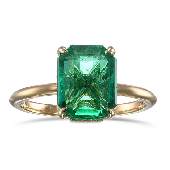 Colombian Emerald Hidden Halo Diamond Ring