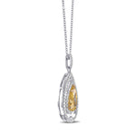 Fancy Deep Yellow Pear Double Halo Diamond Pendant