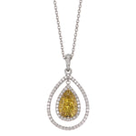 Fancy Deep Yellow Pear Double Halo Diamond Pendant