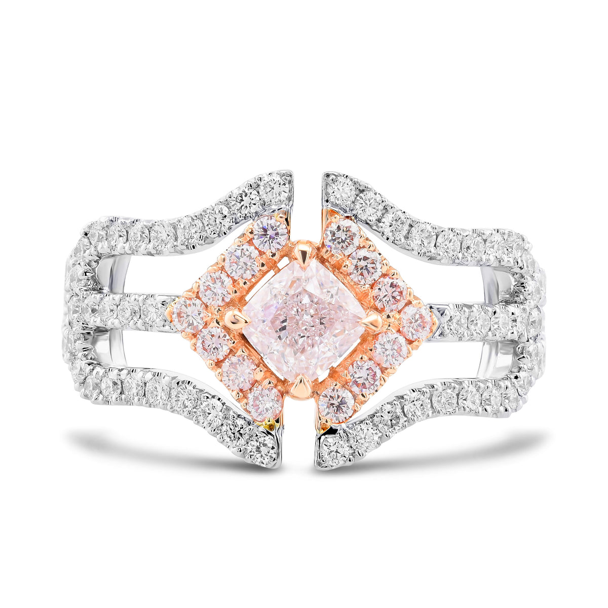 Very Light Pink Cushion Diamond Halo Ring