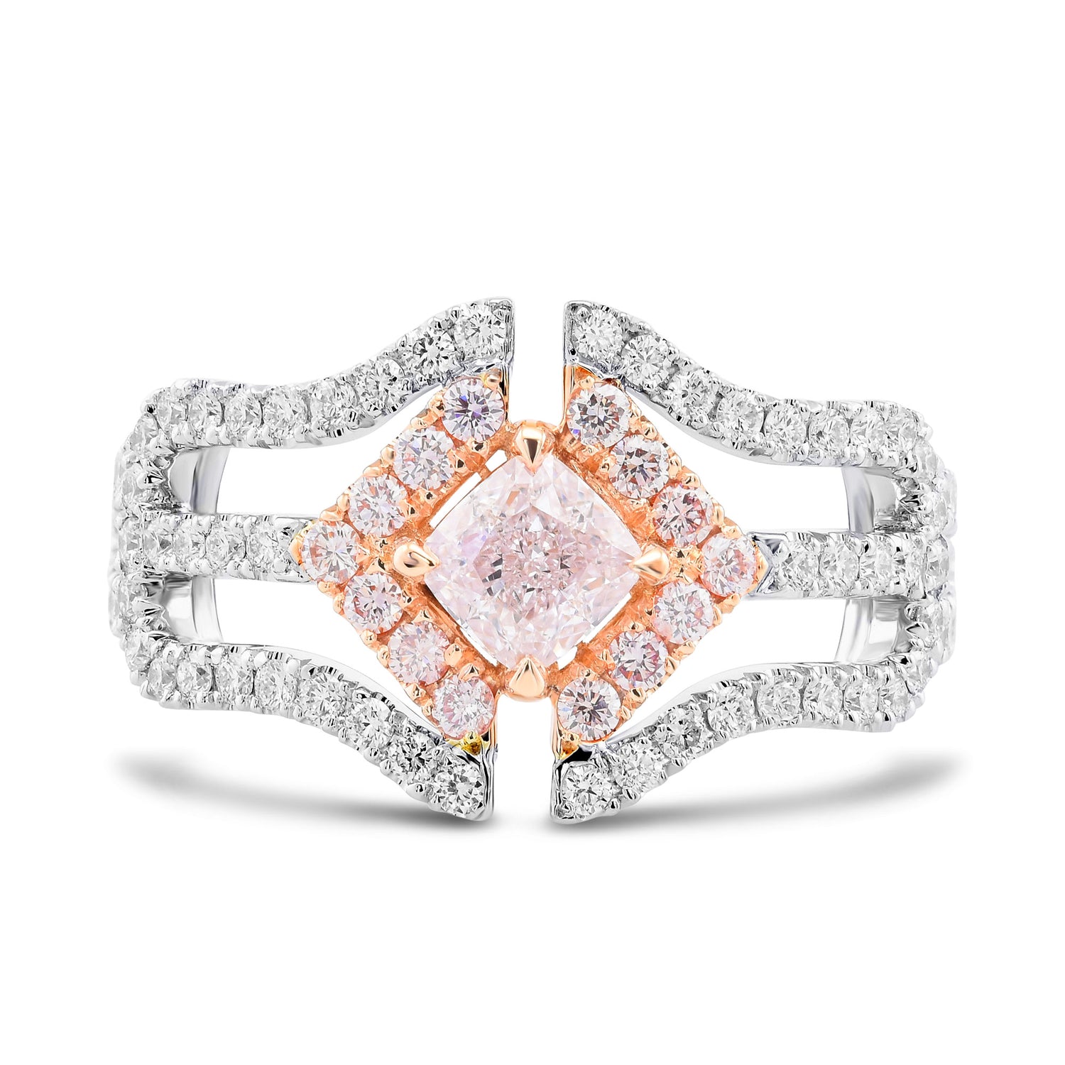 Very Light Pink Cushion Diamond Halo Ring