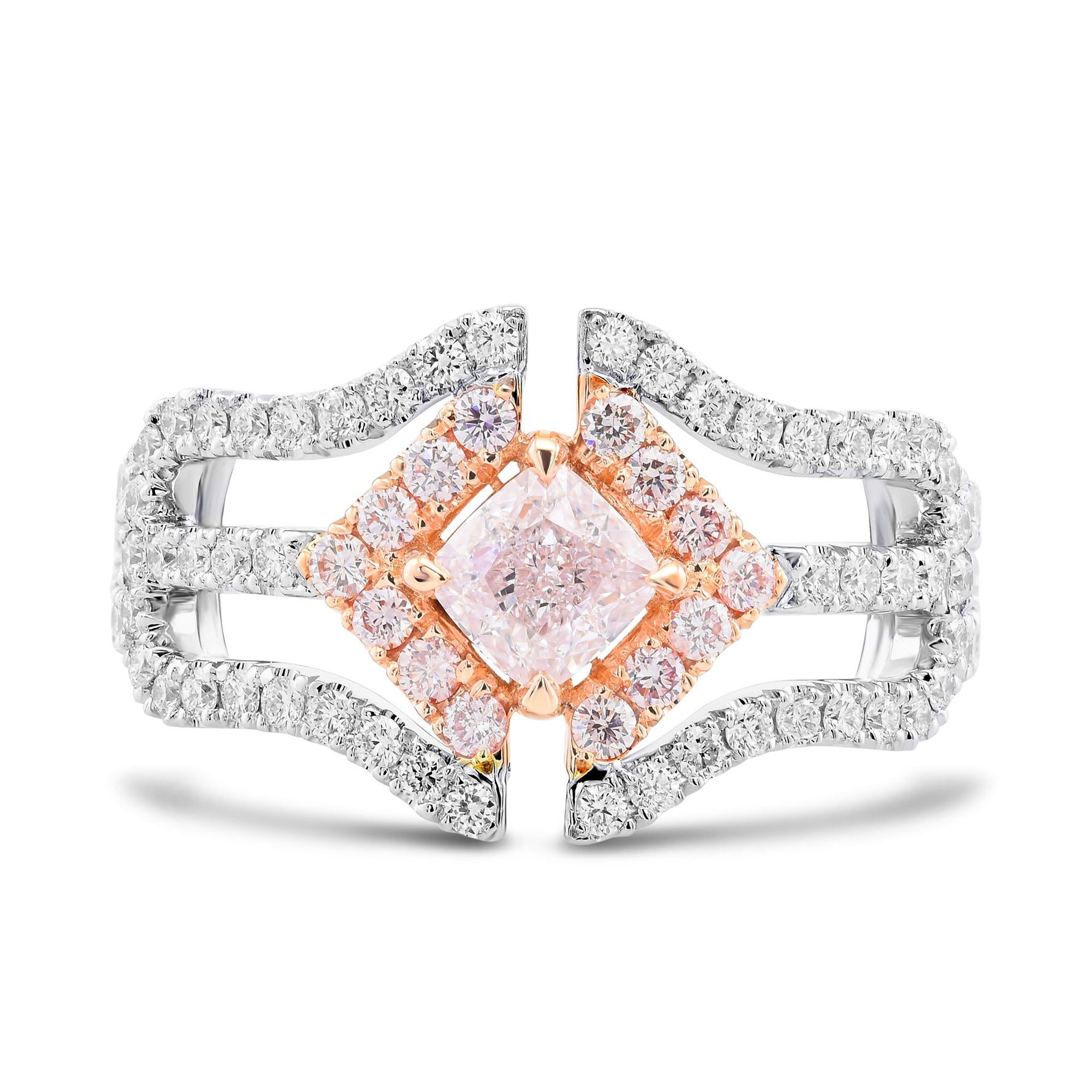 Very Light Pink Cushion Diamond Halo Ring