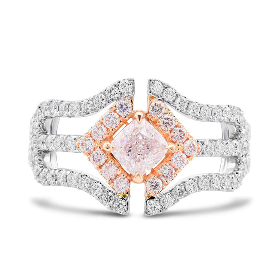 Very Light Pink Cushion Diamond Halo Ring