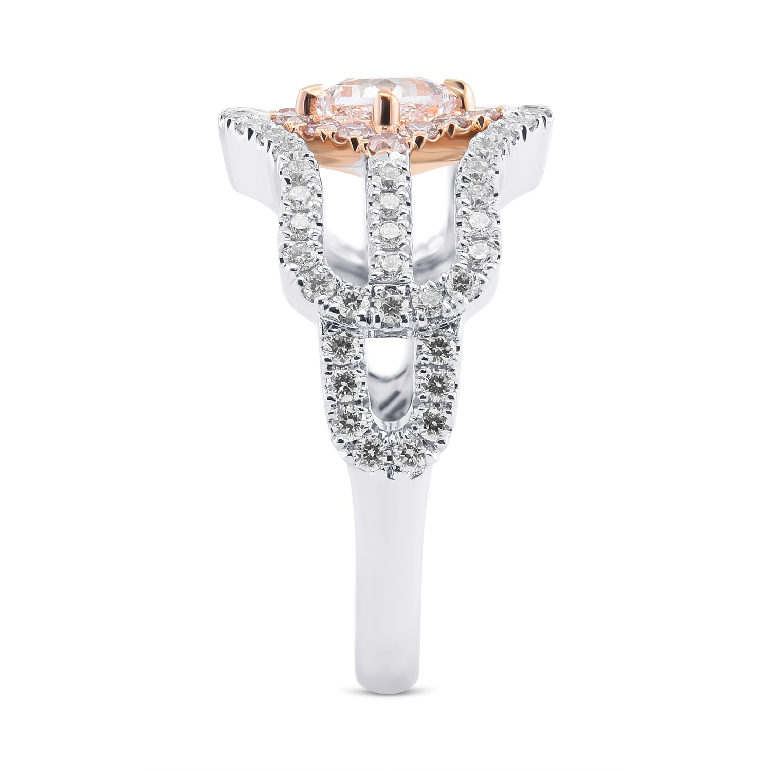 Very Light Pink Cushion Diamond Halo Ring