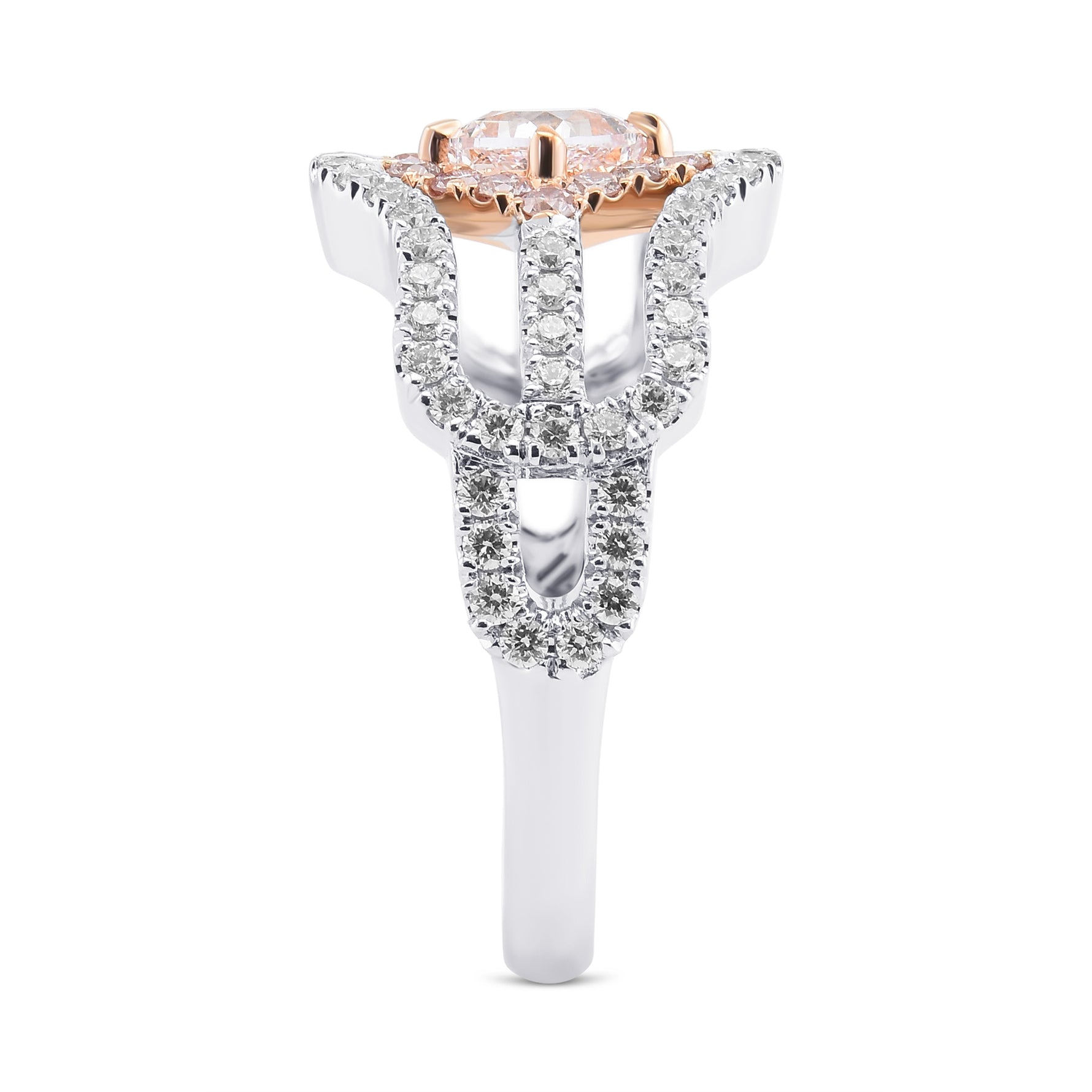 Very Light Pink Cushion Diamond Halo Ring