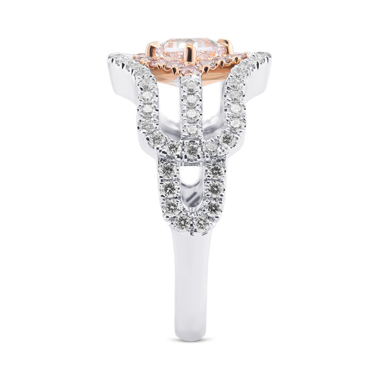 Very Light Pink Cushion Diamond Halo Ring