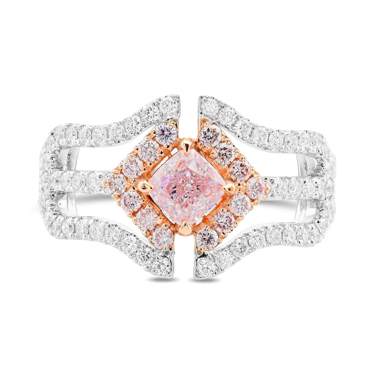 Very Light Pink Cushion Diamond Halo Ring
