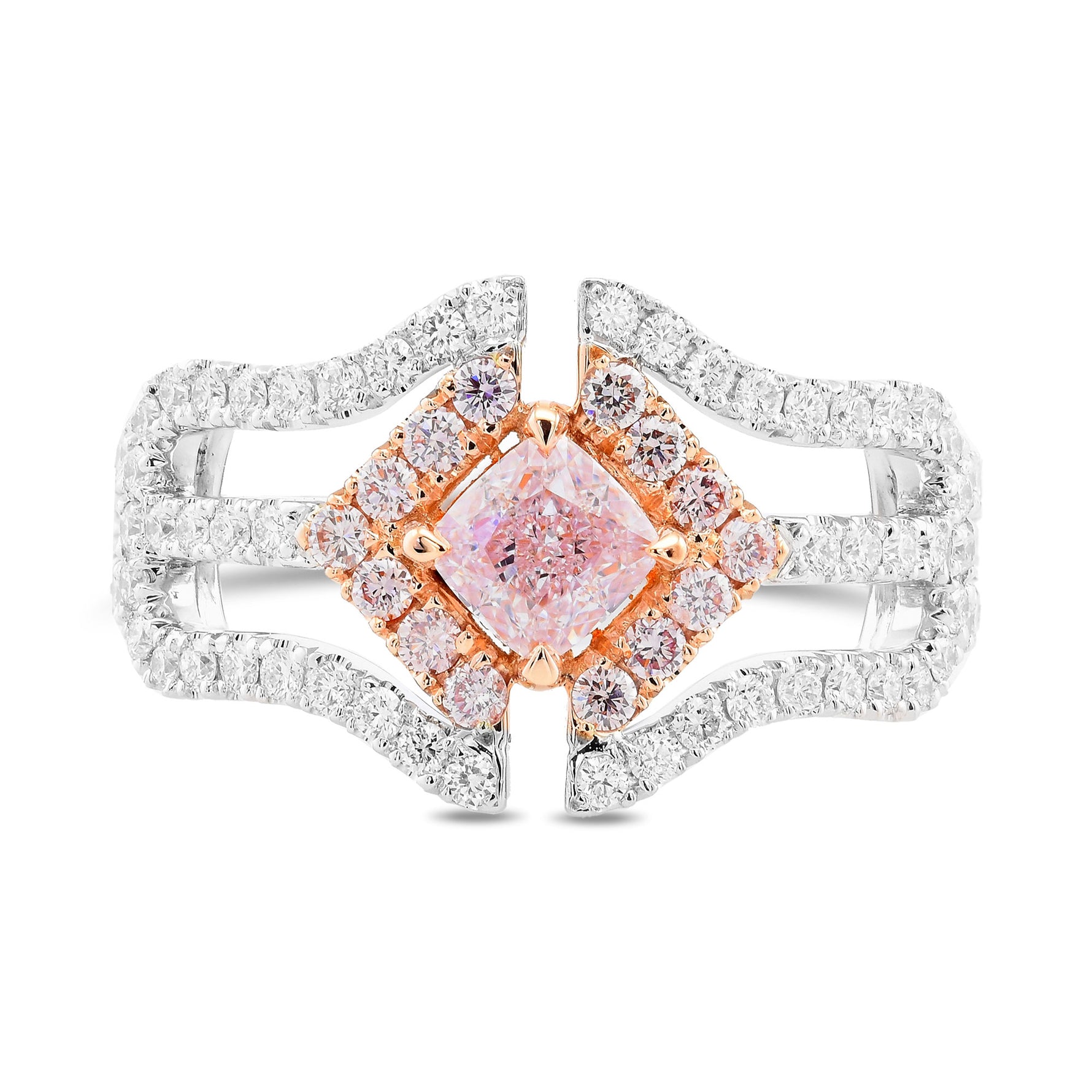 Very Light Pink Cushion Diamond Halo Ring