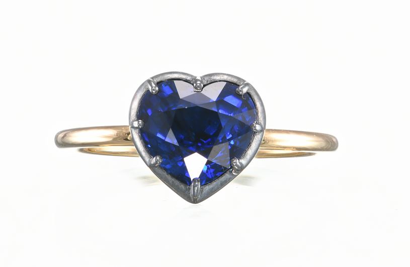 Royal Blue Heart Sapphire Solitaire Ring