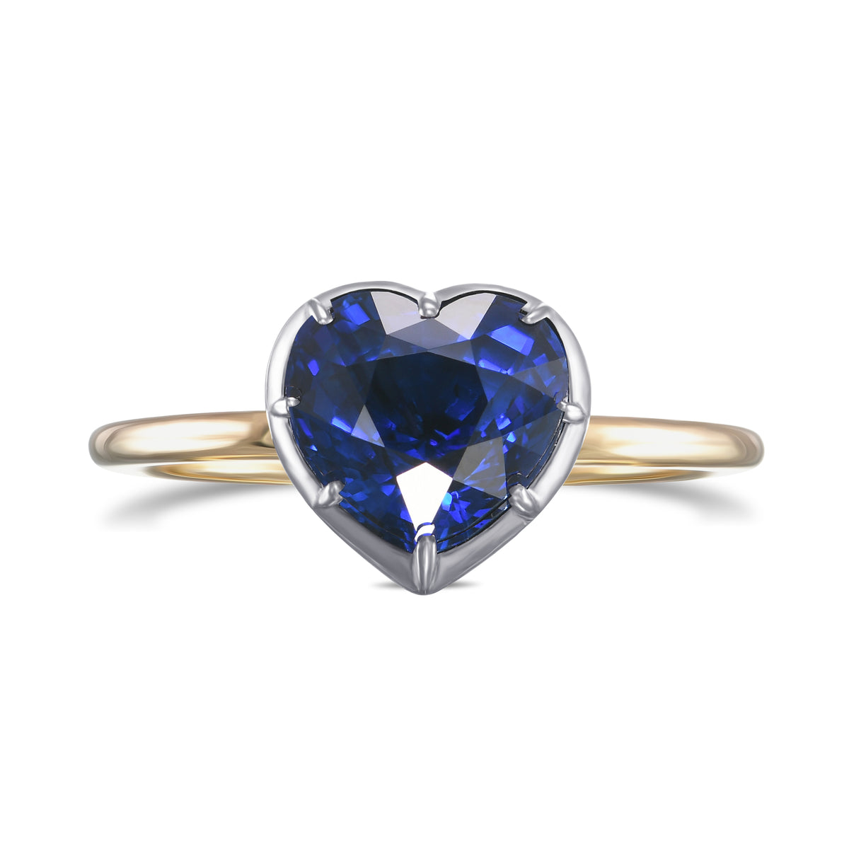 Royal Blue Heart Sapphire Solitaire Ring
