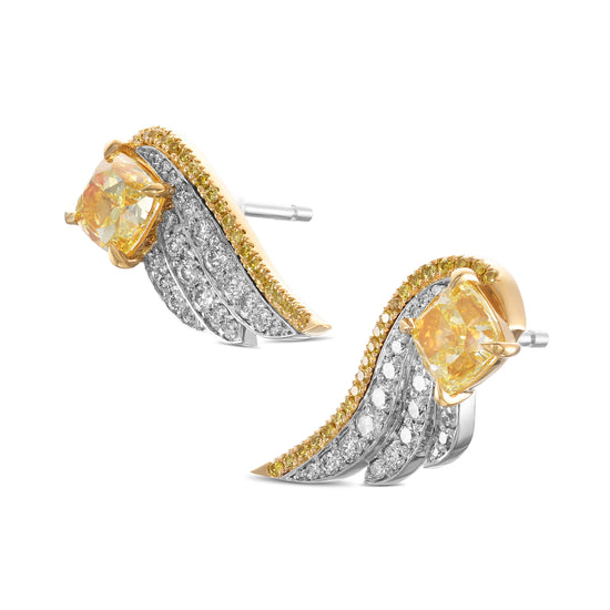 Fancy Intense Yellow Cushion Diamond Earrings