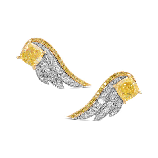 Fancy Intense Yellow Cushion Diamond Earrings